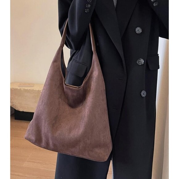 Chic Faux Suede Large Tote Purse with Magnetic Closure - Perfect for Women - Picture 4 of 7